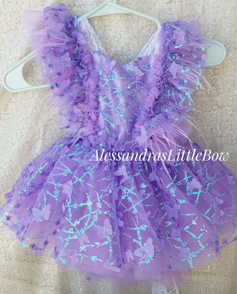 Ready to ship lavender sparkly Butterfly Whimsical Romper size 3t fits 2t-4t