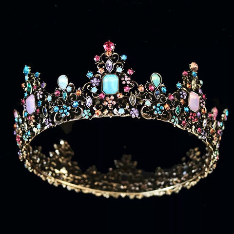 Luxury pastel crystal Black full crown - pre order
