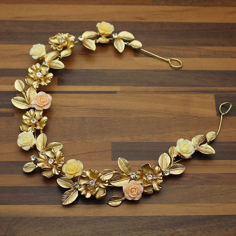 Gold leaf floral headpiece - pre order