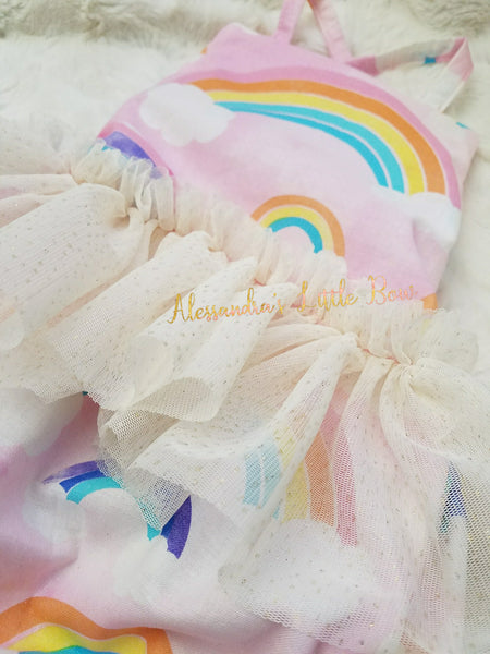 Rainbow dreams Romper - AlessandrasLittleBow