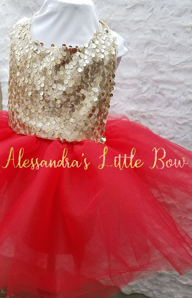 Milani Romper in Red and gold sequins - AlessandrasLittleBow