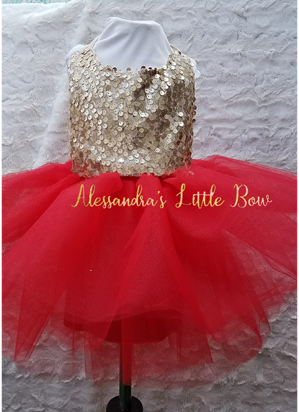 Milani Romper in Red and gold sequins - AlessandrasLittleBow