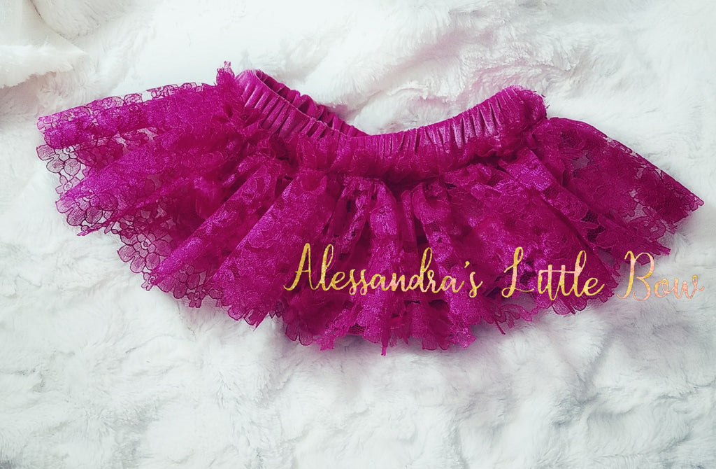Hot Velvet and Fuschia Lace Skirted Bloomers - AlessandrasLittleBow