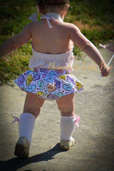 Sweet Candy Hearts Skirted Bloomers - AlessandrasLittleBow