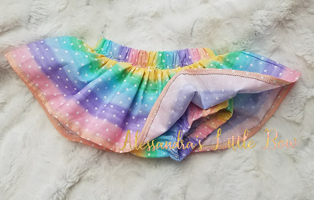 Rainbow Dots Skirted Bloomers - AlessandrasLittleBow