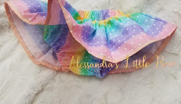 Rainbow Dots Skirted Bloomers - AlessandrasLittleBow