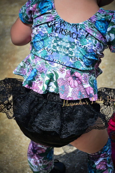 Black Velvet Lace Skirted Bloomers - AlessandrasLittleBow
