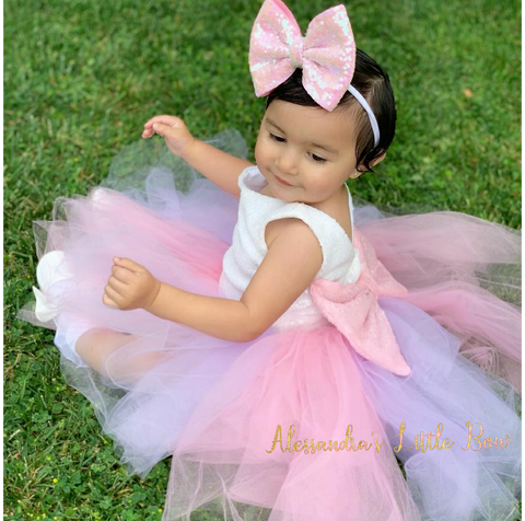 Princess dress in Pink and Lavender - AlessandrasLittleBow