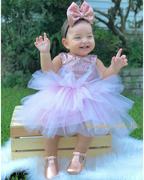3 tier Glam dress in Rose Gold and Pink - AlessandrasLittleBow