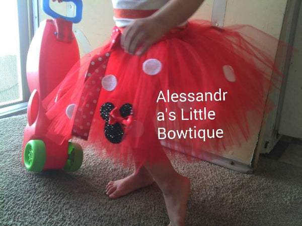 Classic red Minnie mouse birthday tutu skirt - AlessandrasLittleBow