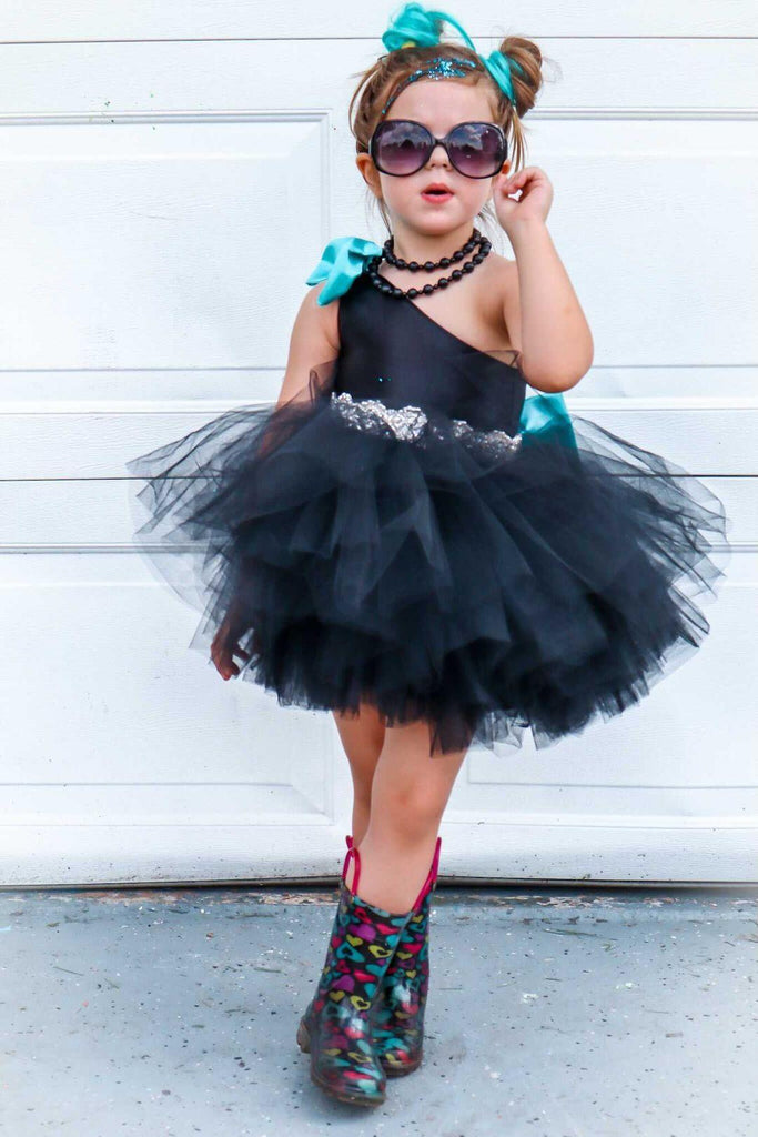 Brielle Couture Dress in Black and Tiffany Blue – AlessandrasLittleBow