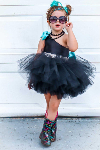 Brielle Couture Dress in Black and Tiffany Blue