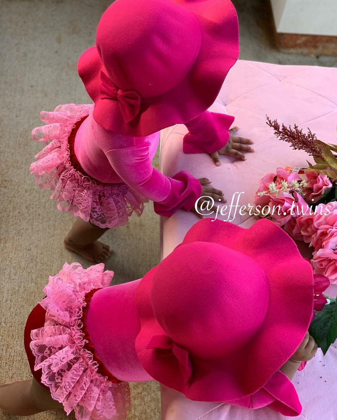 Red Velvet and Pink Lace Skirted Bloomers - AlessandrasLittleBow