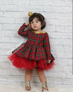 Red and Green Christmas Plaid Couture Dress - AlessandrasLittleBow