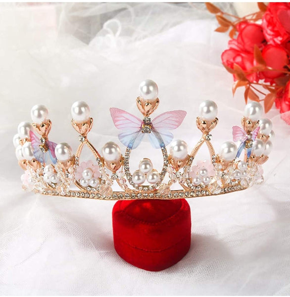 Gold pearl Butterfly crown - pre order