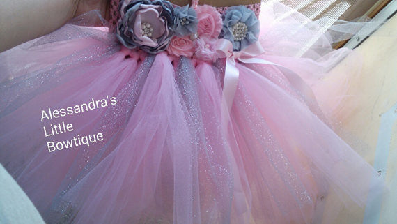 Silver and pink tutu dress - AlessandrasLittleBow